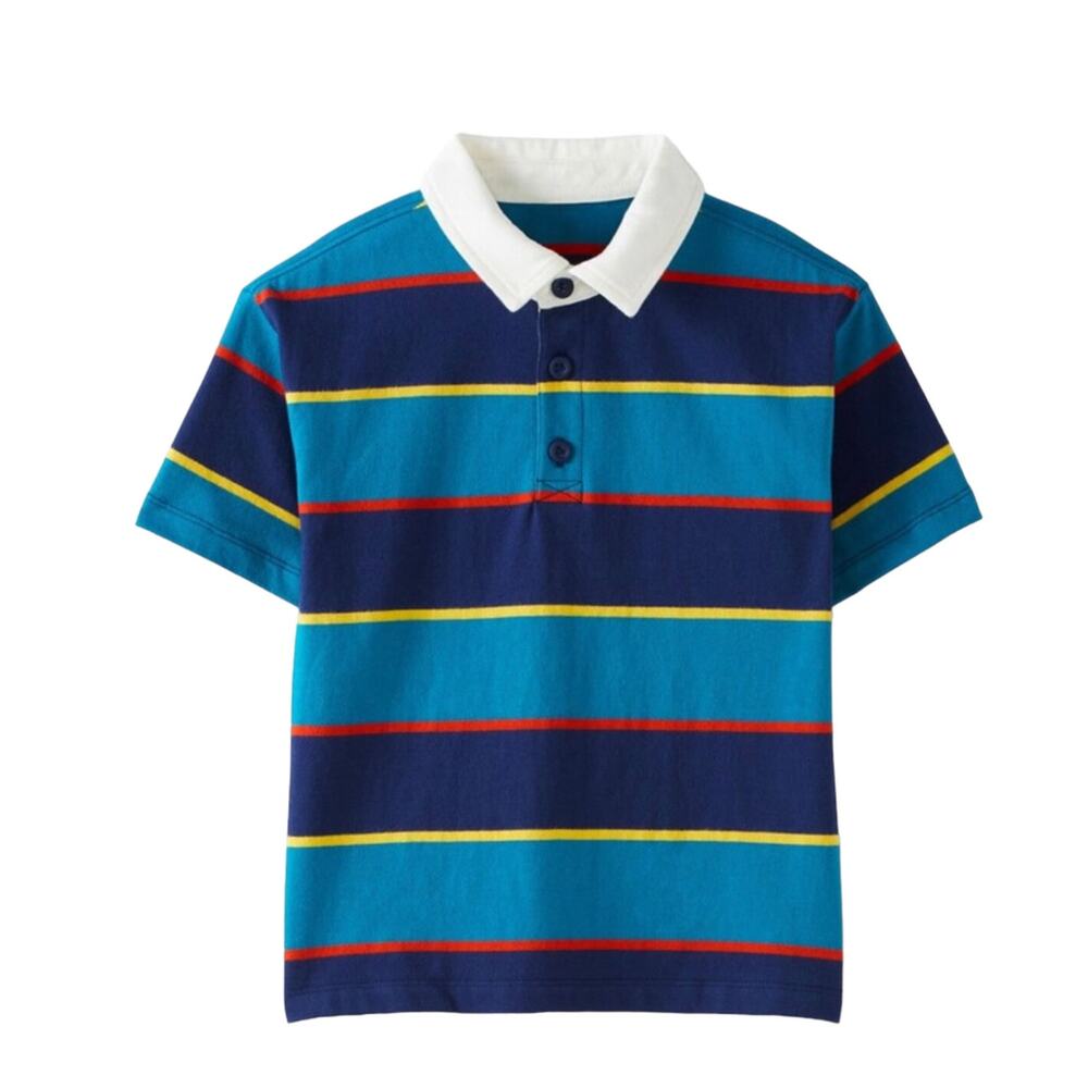 NWT! Hanna Andersson Blue Multi Stripes Rugby Polo. Size 3